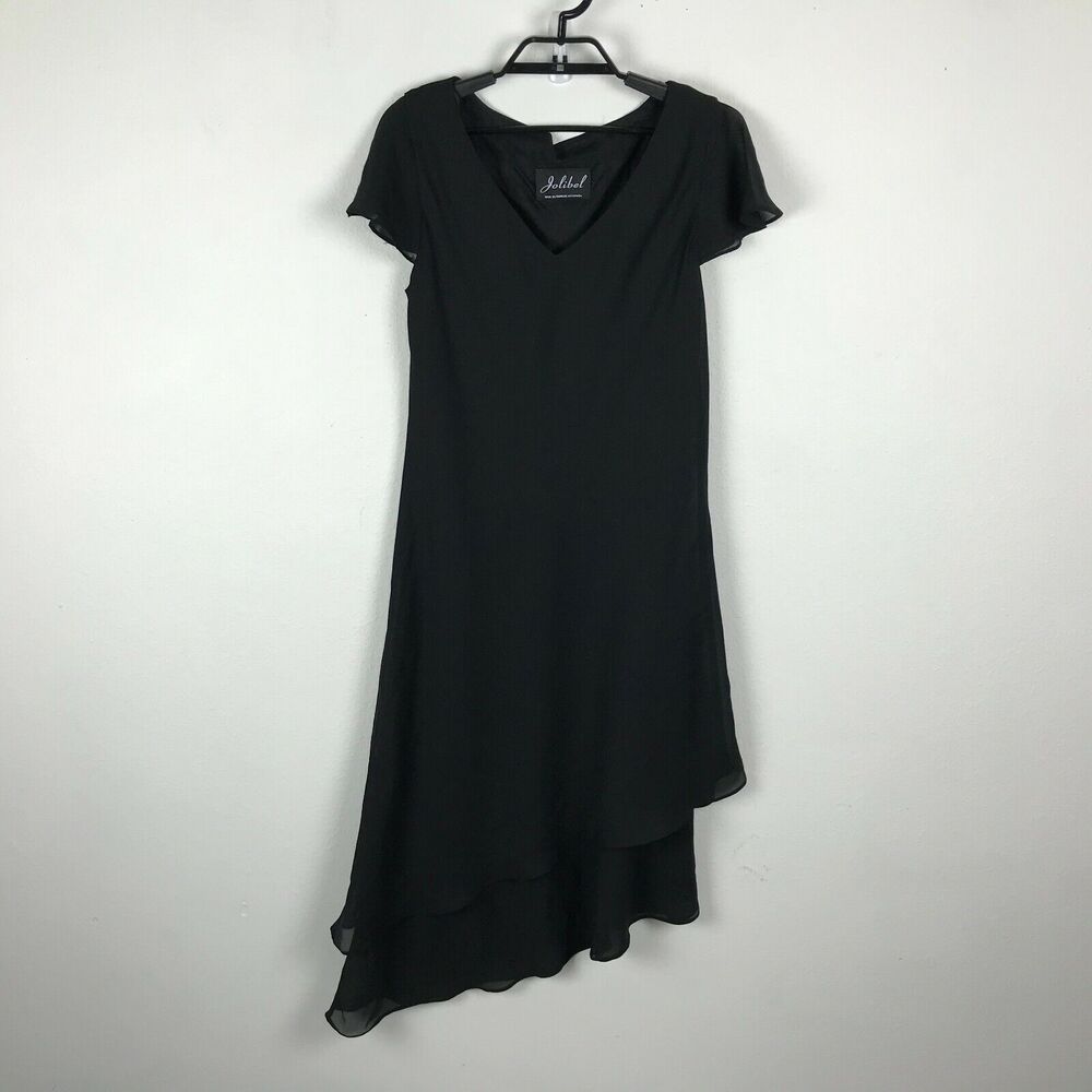Jolibel Dress Size M Layered Polyester‎ Chiffon Solid Black Cocktail Party